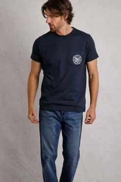 Weird Fish T-Shirts|Tidal Organic Cotton Branded Pocket T-Shirt Navy
