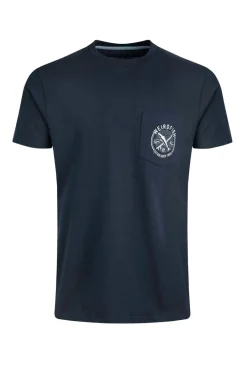 Weird Fish T-Shirts|Tidal Organic Cotton Branded Pocket T-Shirt Navy