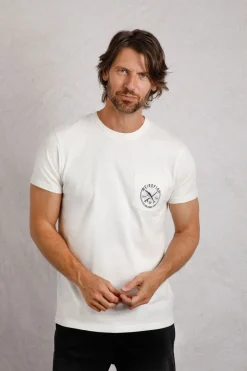 Weird Fish T-Shirts|Tidal Organic Cotton Branded Pocket T-Shirt Dusty White