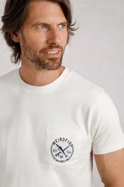 Weird Fish T-Shirts|Tidal Organic Cotton Branded Pocket T-Shirt Dusty White