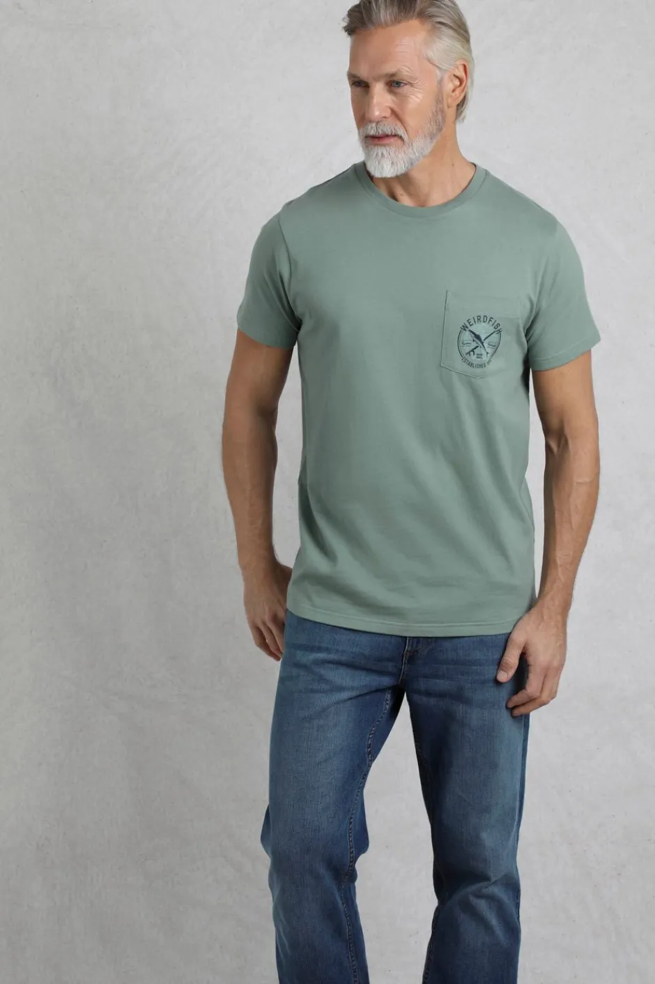 Weird Fish T-Shirts|Tidal Organic Cotton Branded Pocket T-Shirt Dusty Teal