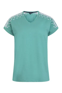 Weird Fish Tunics|Tops & T-Shirts|Tildare Organic Cotton Embroidered T-Shirt Viridis