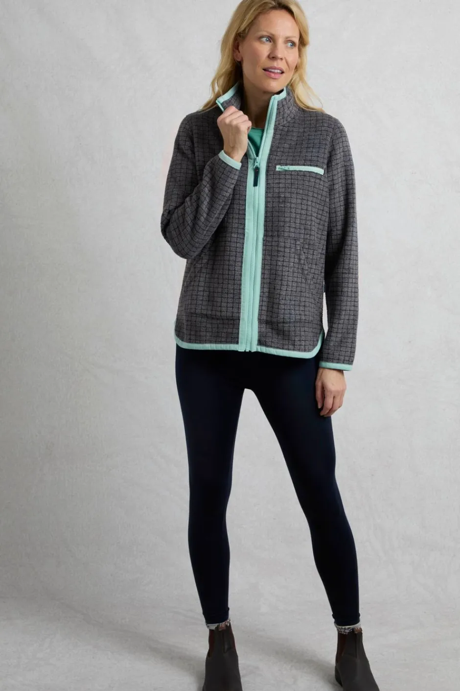 Weird Fish Fleece|Tilly Eco Full Zip Grid Fleece Navy