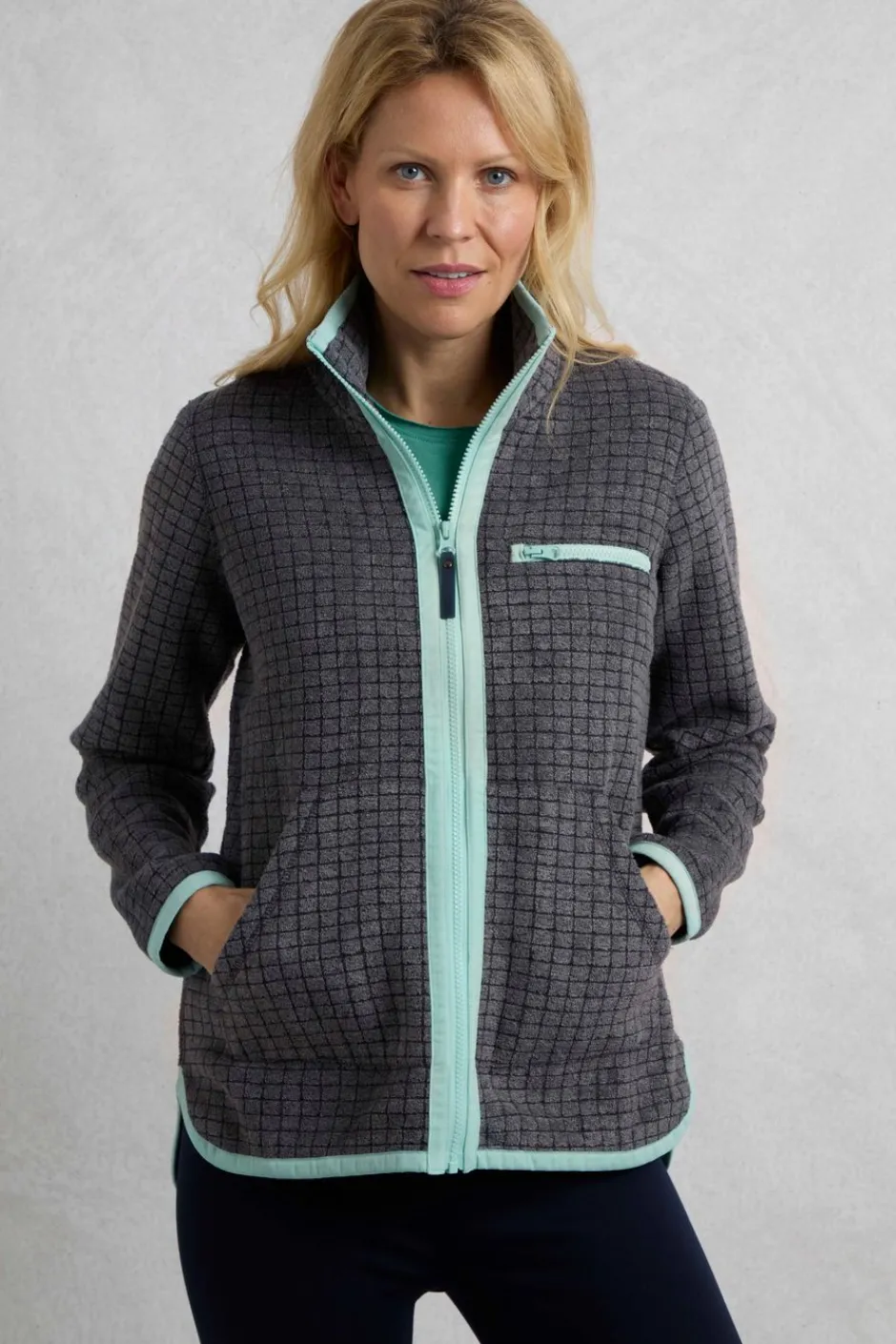 Weird Fish Fleece|Tilly Eco Full Zip Grid Fleece Navy