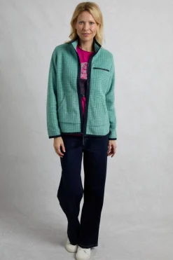 Weird Fish Fleece|Tilly Eco Full Zip Grid Fleece Viridis