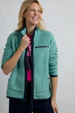 Weird Fish Fleece|Tilly Eco Full Zip Grid Fleece Viridis