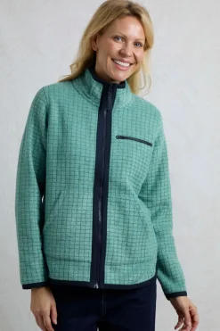 Weird Fish Fleece|Tilly Eco Full Zip Grid Fleece Viridis