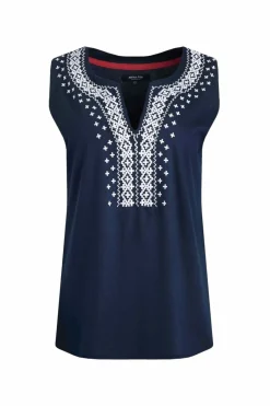 Weird Fish Tunics|Tops & T-Shirts|Tirtha Organic Cotton Embroidered Jersey Vest Navy