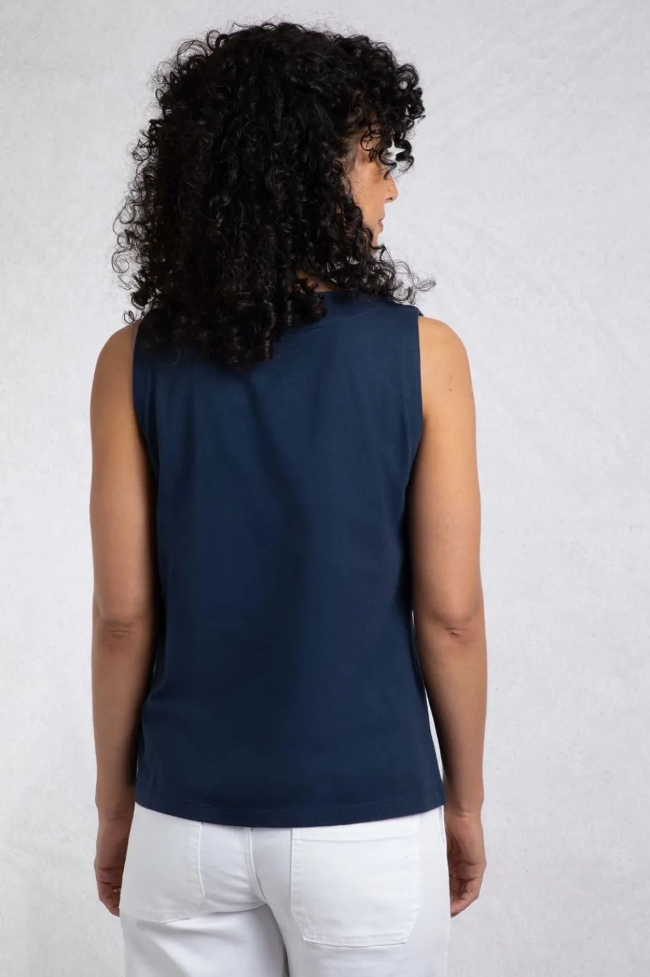 Weird Fish Tunics|Tops & T-Shirts|Tirtha Organic Cotton Embroidered Jersey Vest Navy