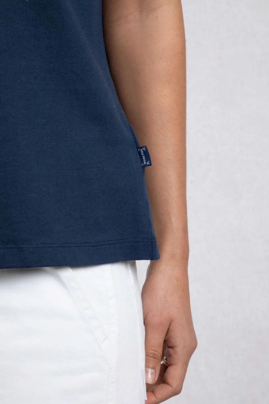 Weird Fish Tunics|Tops & T-Shirts|Tirtha Organic Cotton Embroidered Jersey Vest Navy