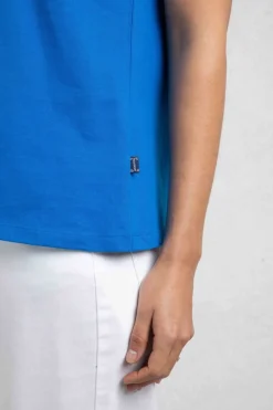 Weird Fish Tunics|Tops & T-Shirts|Tirtha Organic Cotton Embroidered Jersey Vest Adriatic Blue