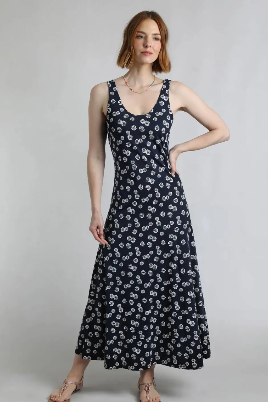 Weird Fish Dresses|Tivoli Printed Jersey Dress Navy Blue