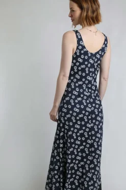 Weird Fish Dresses|Tivoli Printed Jersey Dress Navy Blue