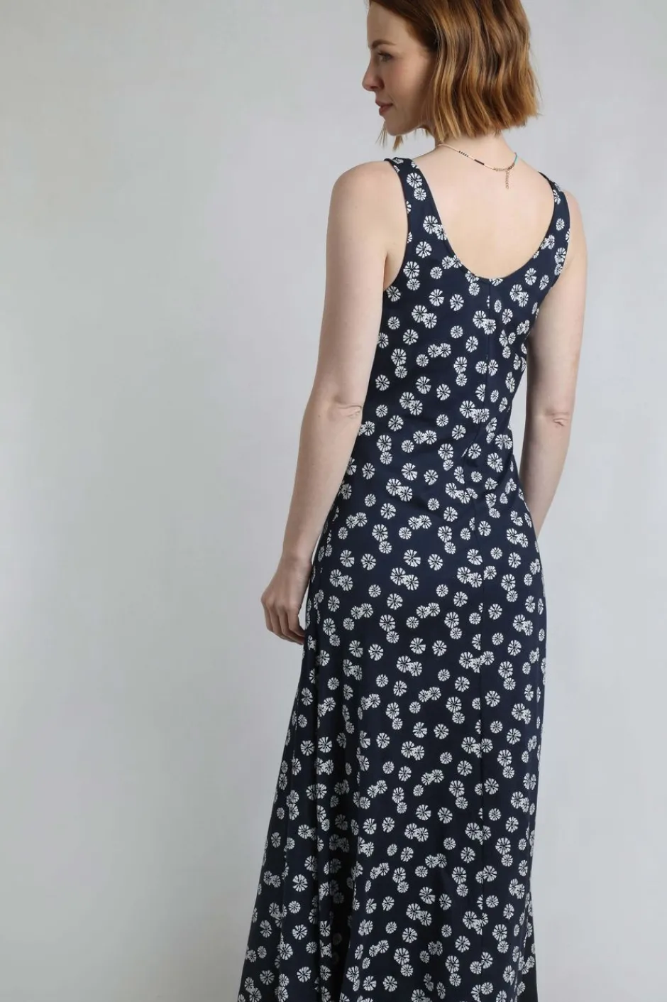 Weird Fish Dresses|Tivoli Printed Jersey Dress Navy Blue