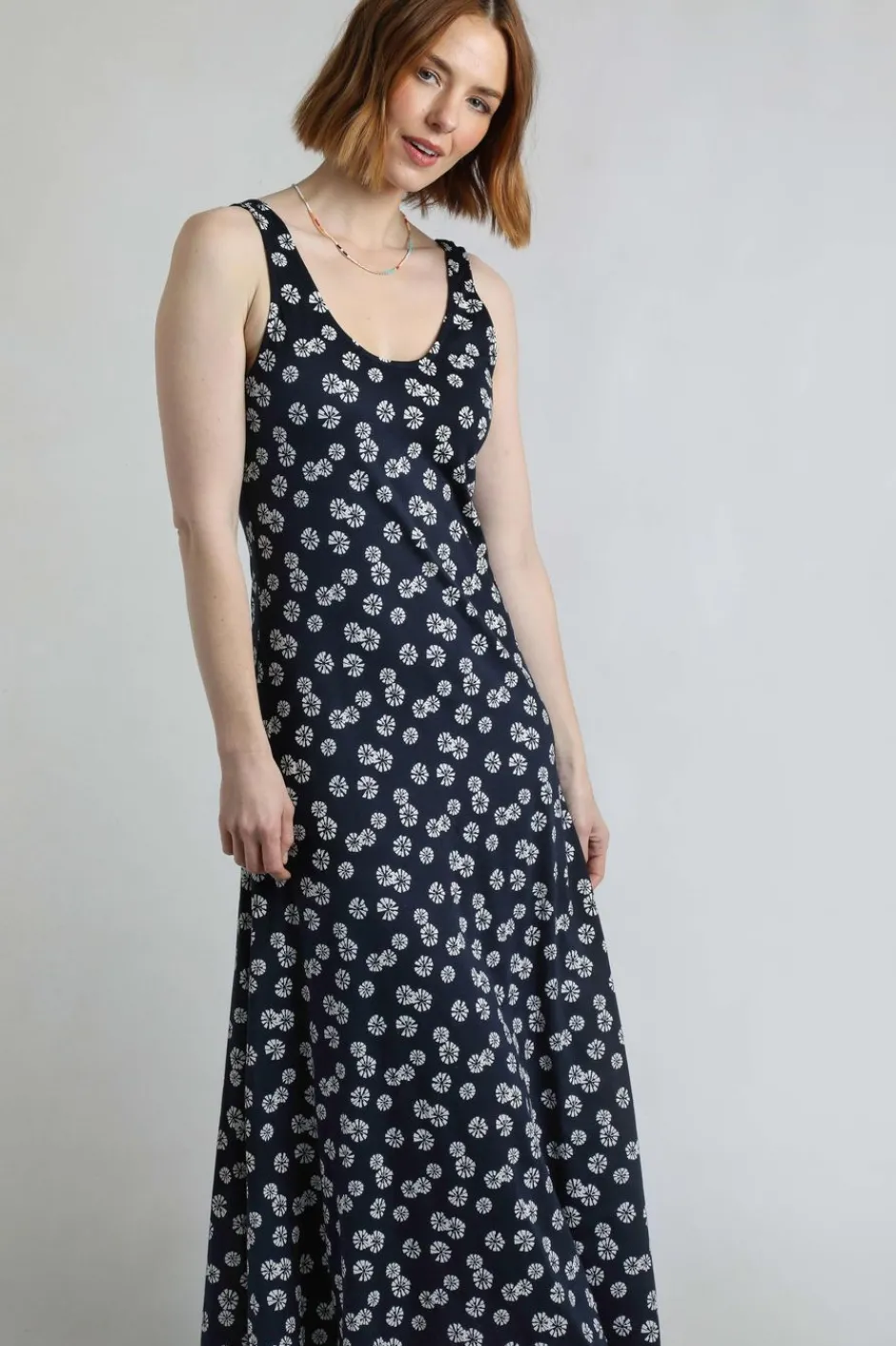 Weird Fish Dresses|Tivoli Printed Jersey Dress Navy Blue