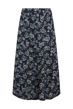 Weird Fish Skirts|Tiya Lenzing EcoVero™ Printed Viscose Midi Skirt Black Iris