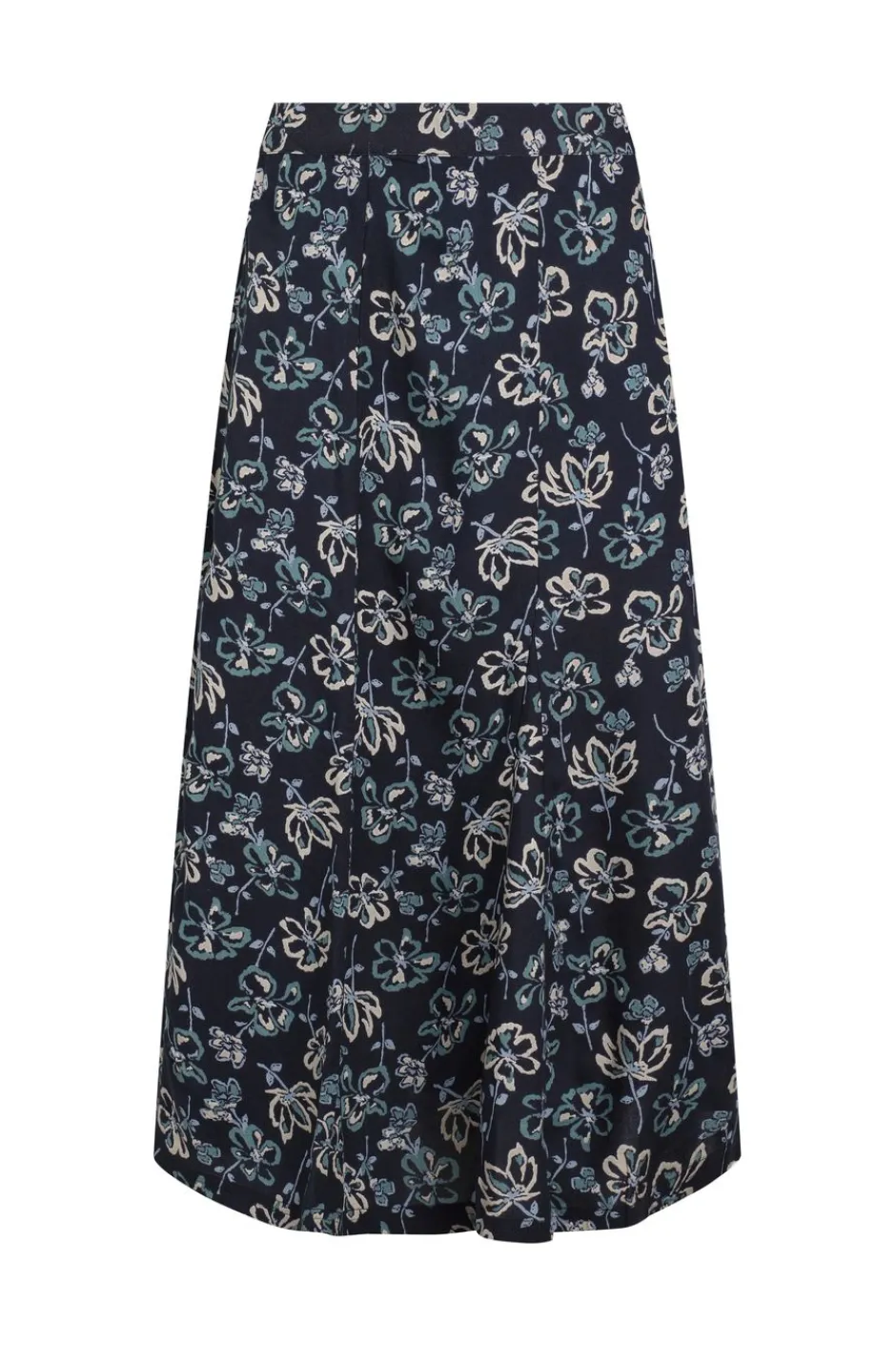 Weird Fish Skirts|Tiya Lenzing EcoVero™ Printed Viscose Midi Skirt Black Iris
