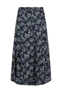 Weird Fish Skirts|Tiya Lenzing EcoVero™ Printed Viscose Midi Skirt Black Iris