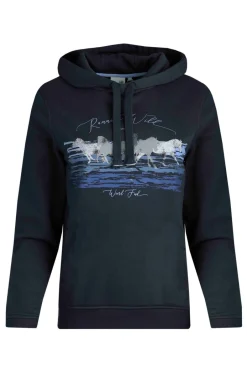 Weird Fish Sweatshirts & Hoodies|Topaz Eco Horse Front Print Popover Hoodie Navy