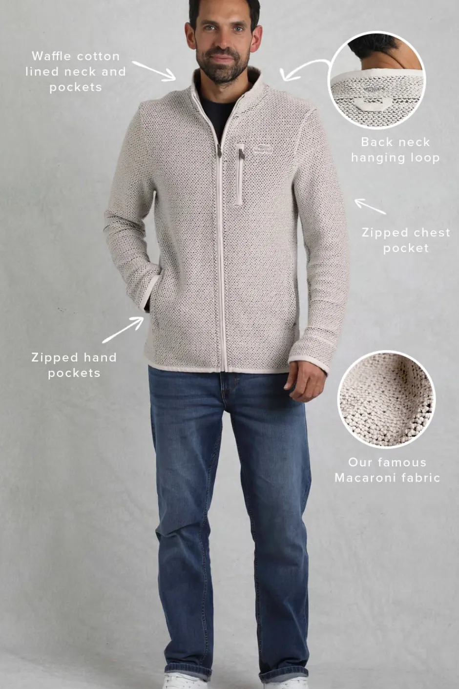 Weird Fish Sweatshirts & Hoodies|Transom Eco Full Zip Macaroni Ecru