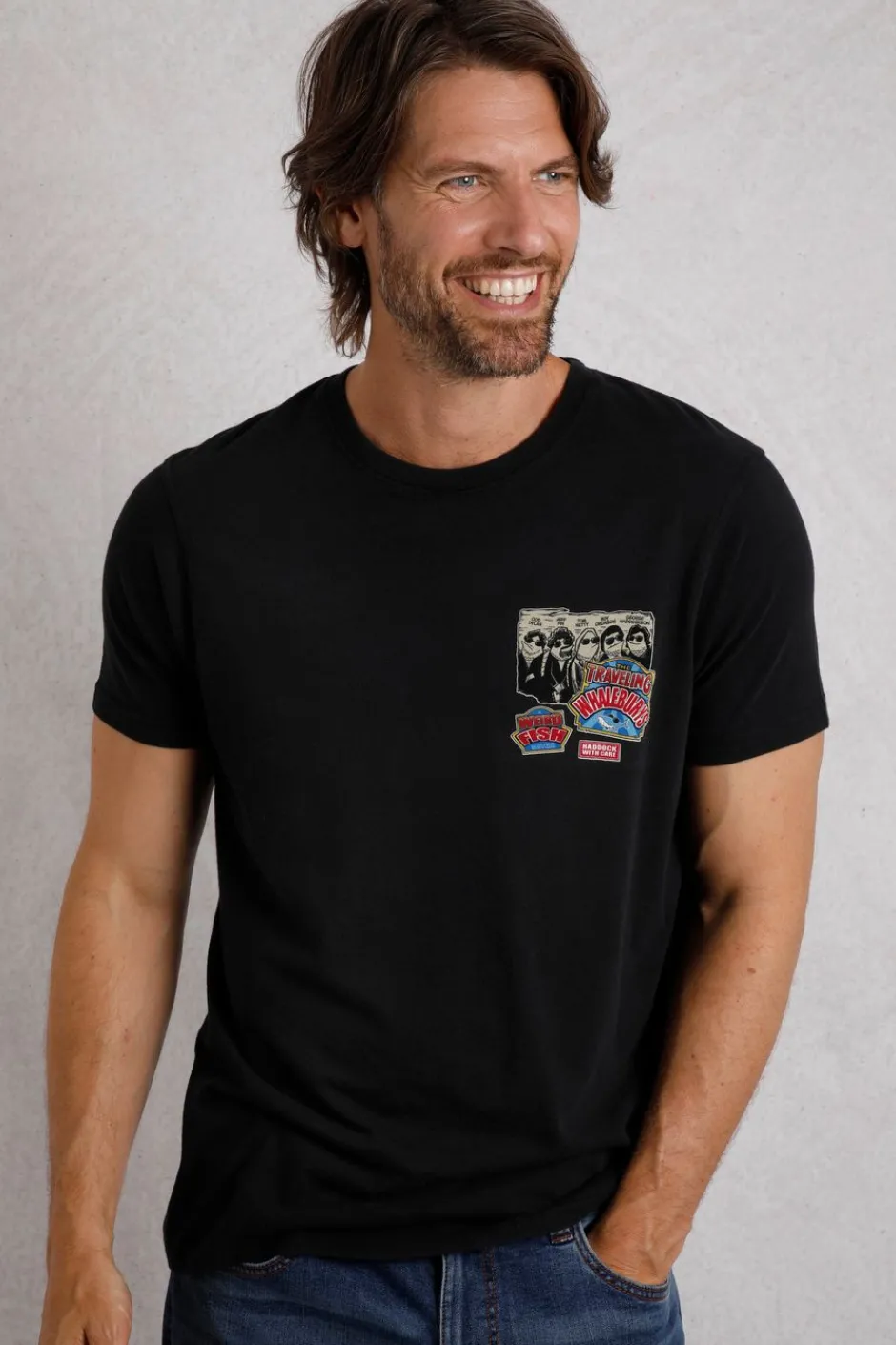 Weird Fish T-Shirts|Travelling Whaleburys Back Print Artist T-Shirt Black