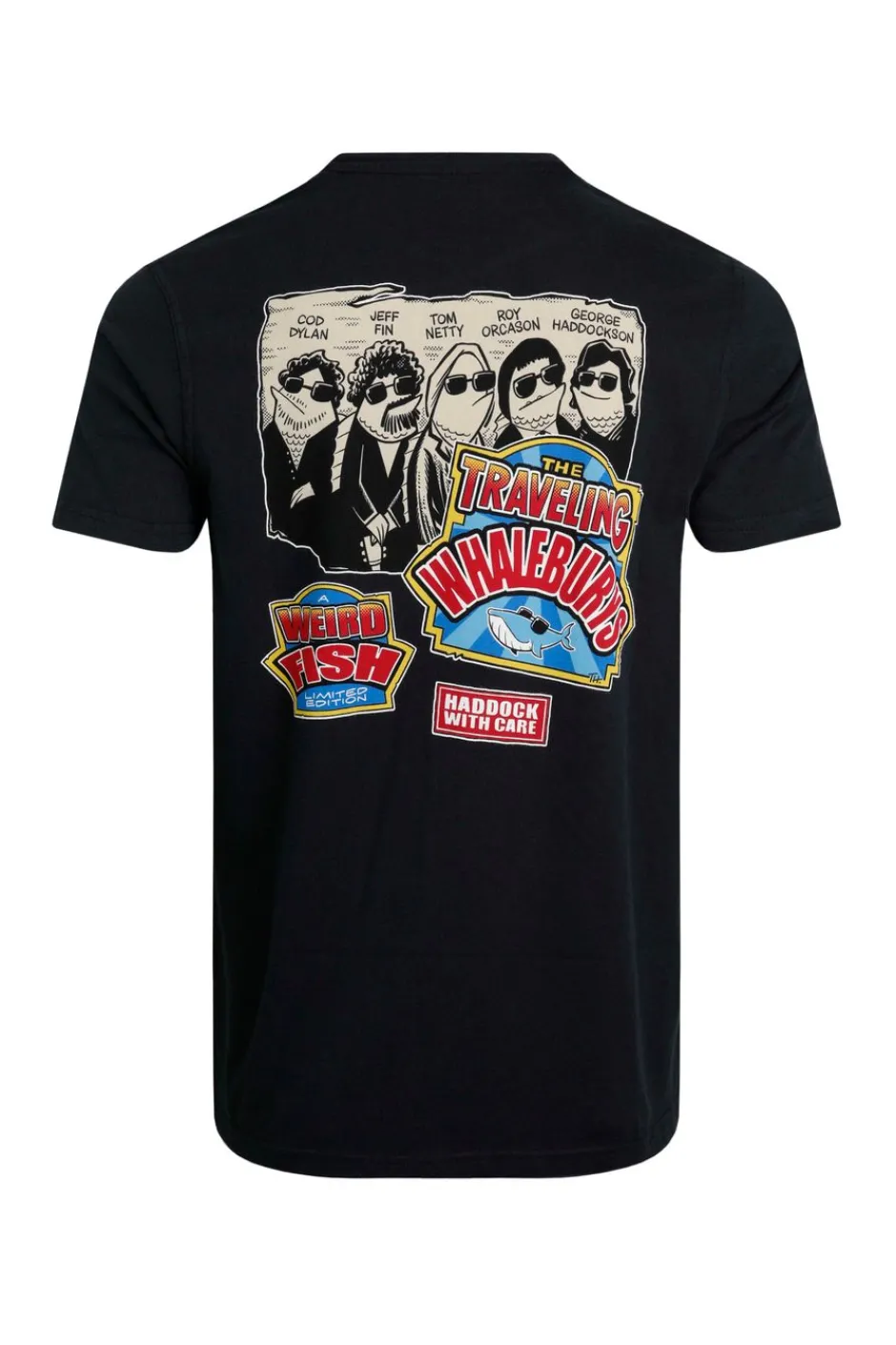 Weird Fish T-Shirts|Travelling Whaleburys Back Print Artist T-Shirt Black