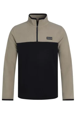 Weird Fish Fleece|Tristan 1/4 Zip Colour Block Microfleece Flint Stone