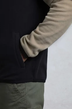 Weird Fish Fleece|Tristan 1/4 Zip Colour Block Microfleece Flint Stone