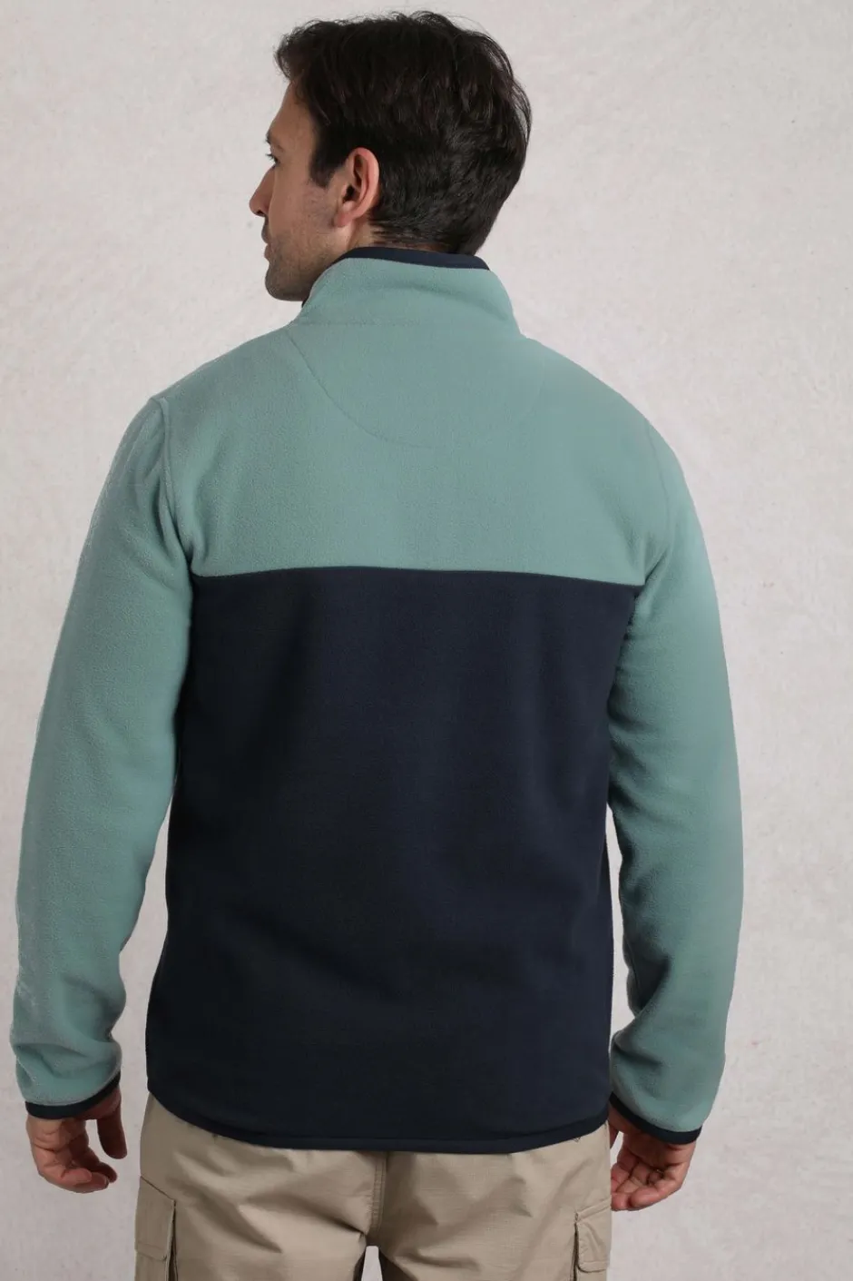Weird Fish Fleece|Tristan 1/4 Zip Colour Block Microfleece Mineral Blue