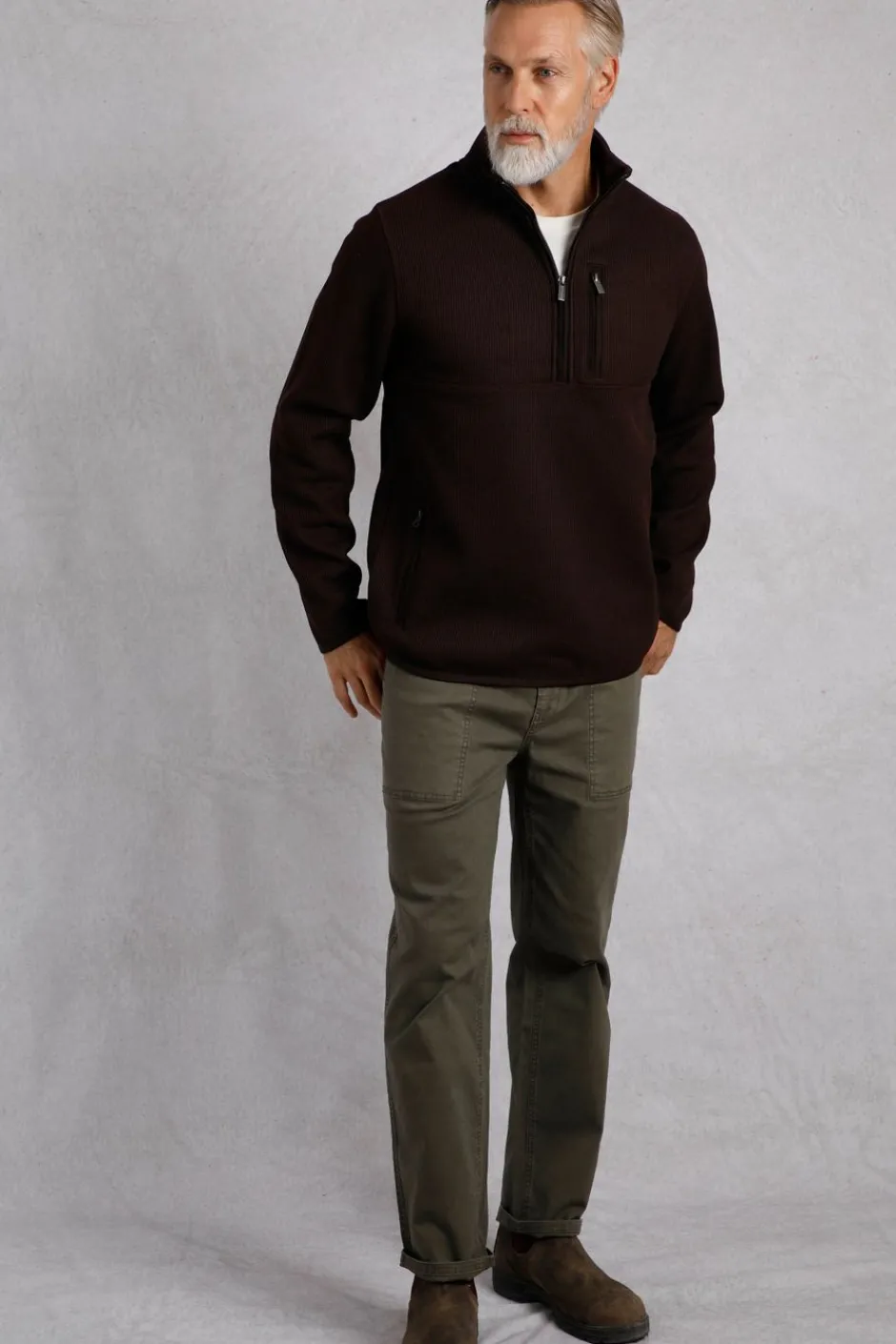 Weird Fish Fleece|Turlock 1/4 Zip Bonded Fleece Chocolate