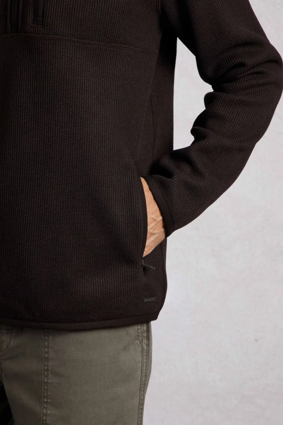Weird Fish Fleece|Turlock 1/4 Zip Bonded Fleece Chocolate