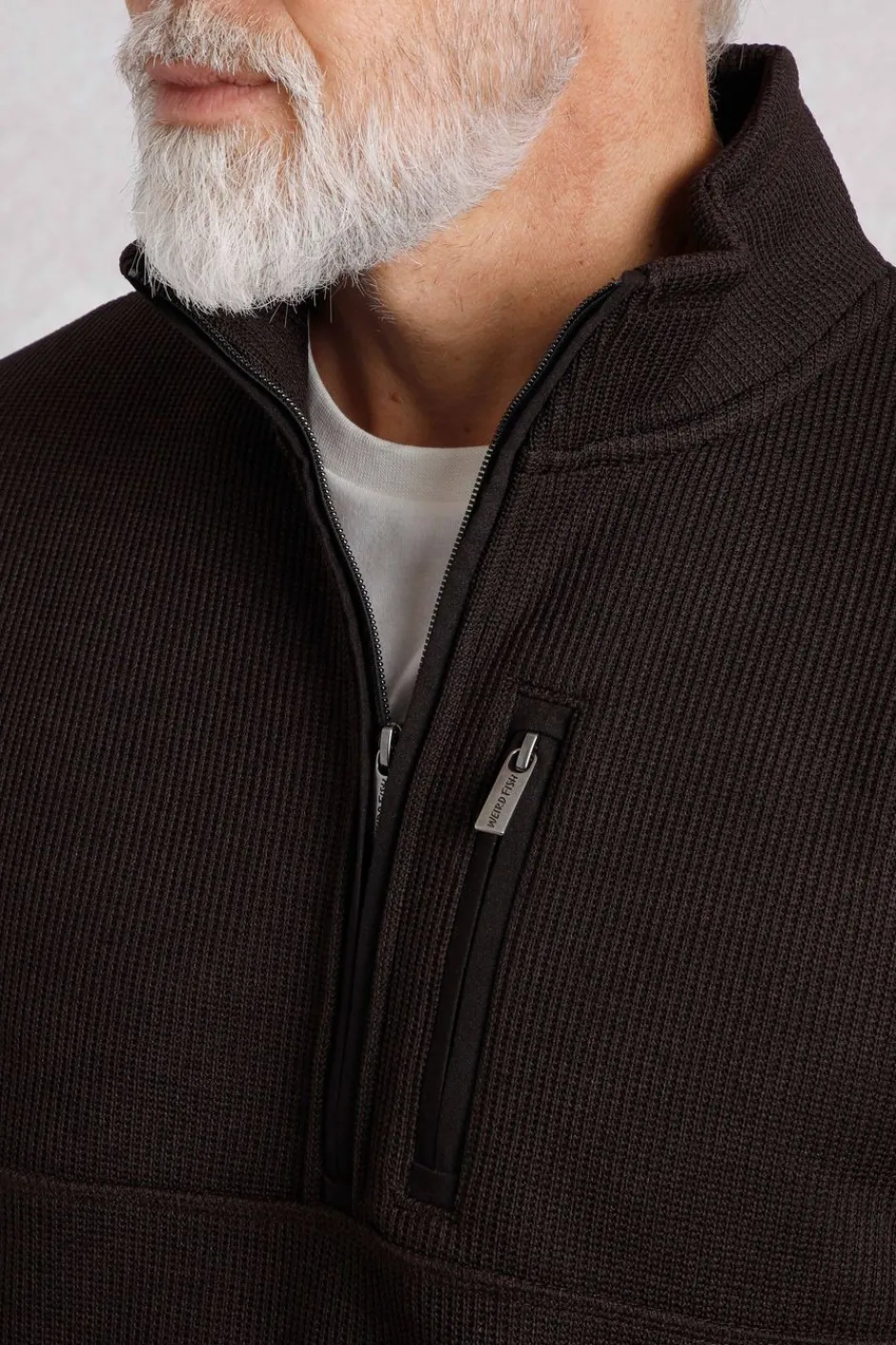 Weird Fish Fleece|Turlock 1/4 Zip Bonded Fleece Chocolate