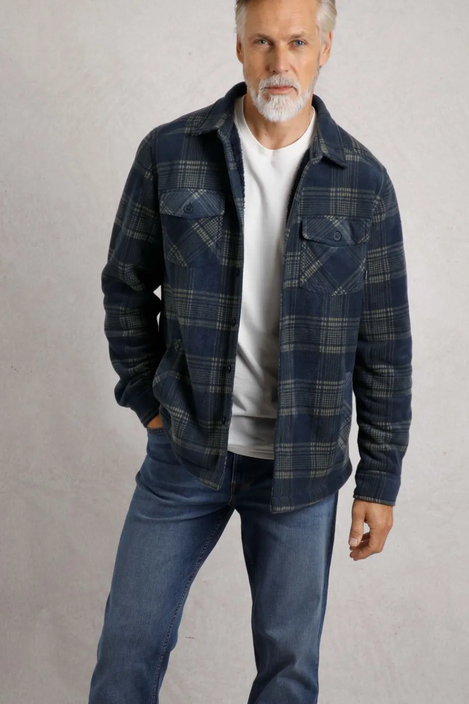 Weird Fish Shirts|Coats, Jackets And Gilets|Tyburn Check Fleece Shacket Navy