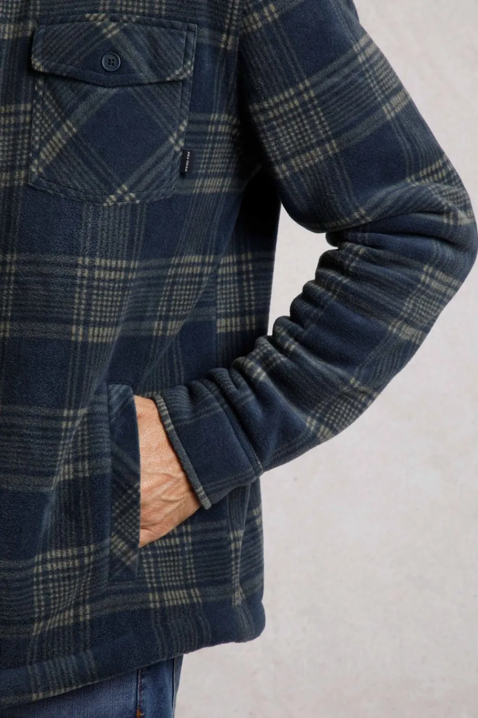 Weird Fish Shirts|Coats, Jackets And Gilets|Tyburn Check Fleece Shacket Navy