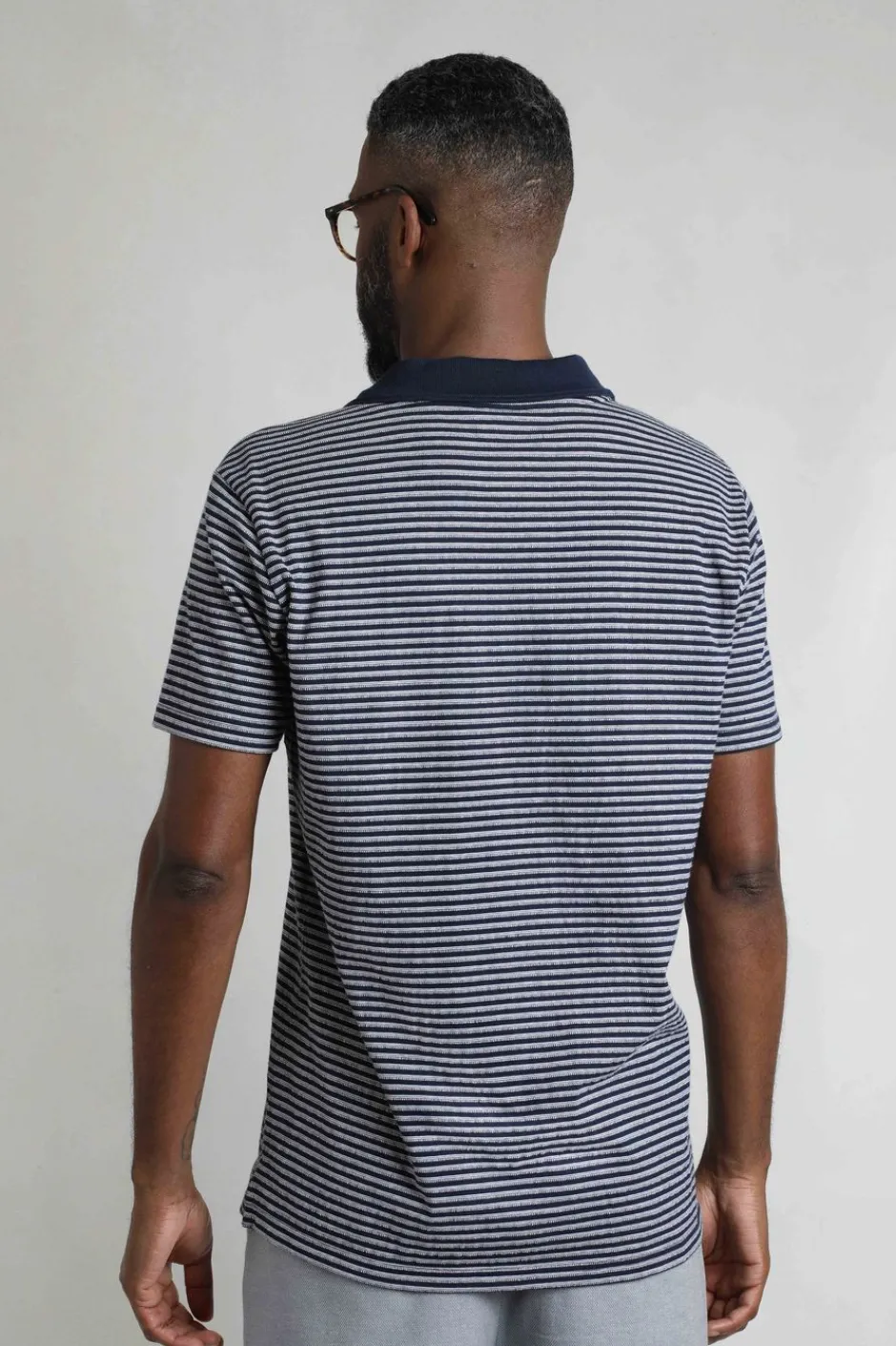 Weird Fish Polo & Rugby Shirts|Virgil Organic Cotton Striped Polo Shirt Navy