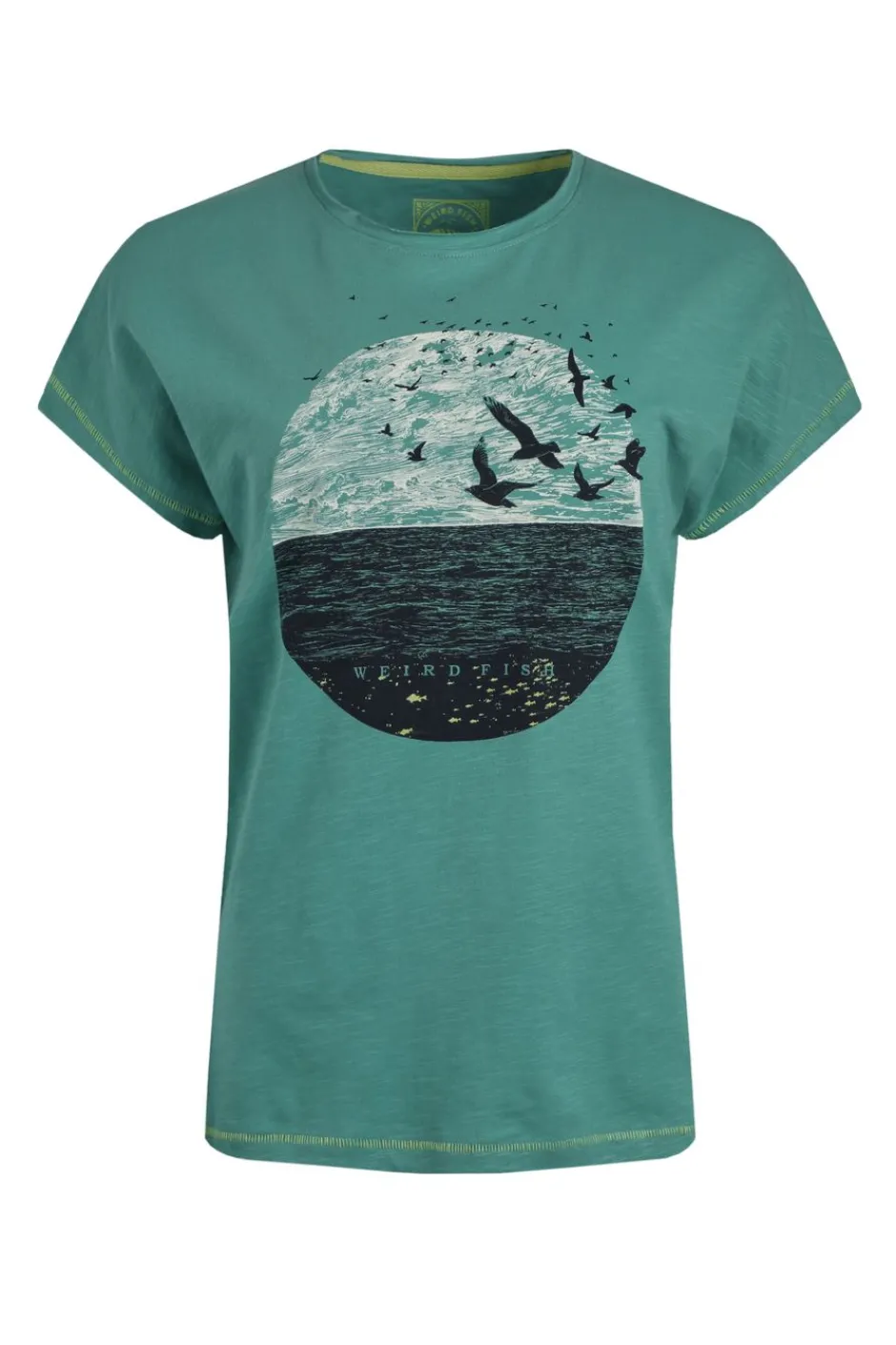Weird Fish Tunics|Tops & T-Shirts|Volant Organic Cotton Front Print T-Shirt Viridis