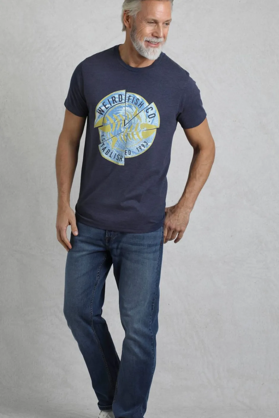 Weird Fish T-Shirts|Vortex Front Print Graphic T-Shirt Dark Blue