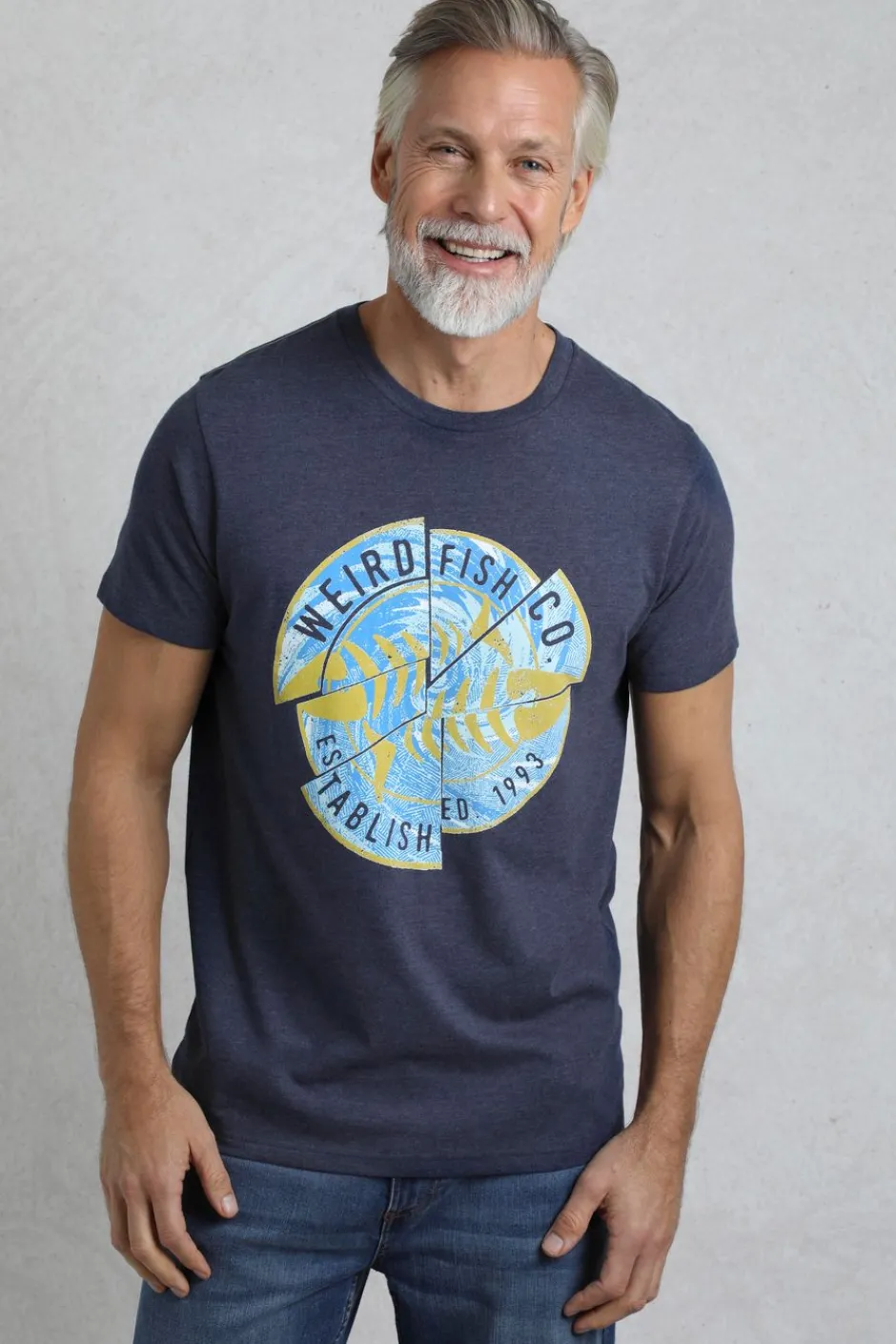 Weird Fish T-Shirts|Vortex Front Print Graphic T-Shirt Dark Blue
