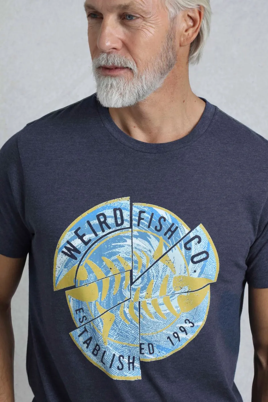 Weird Fish T-Shirts|Vortex Front Print Graphic T-Shirt Dark Blue