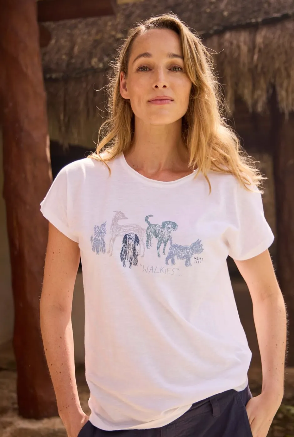 Weird Fish Tunics|Tops & T-Shirts|Walkies Organic Cotton Slub T-Shirt White