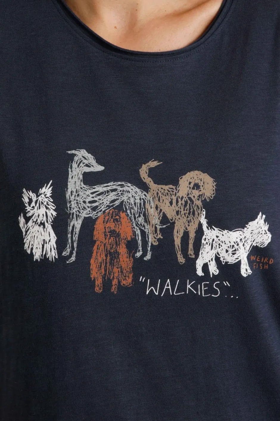 Weird Fish Tunics|Tops & T-Shirts|Walkies Organic Cotton Slub T-Shirt Navy
