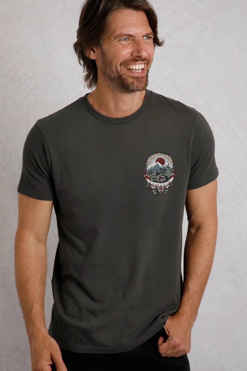 Weird Fish T-Shirts|Wanderful Heritage Wash Graphic T-Shirt Anthracite