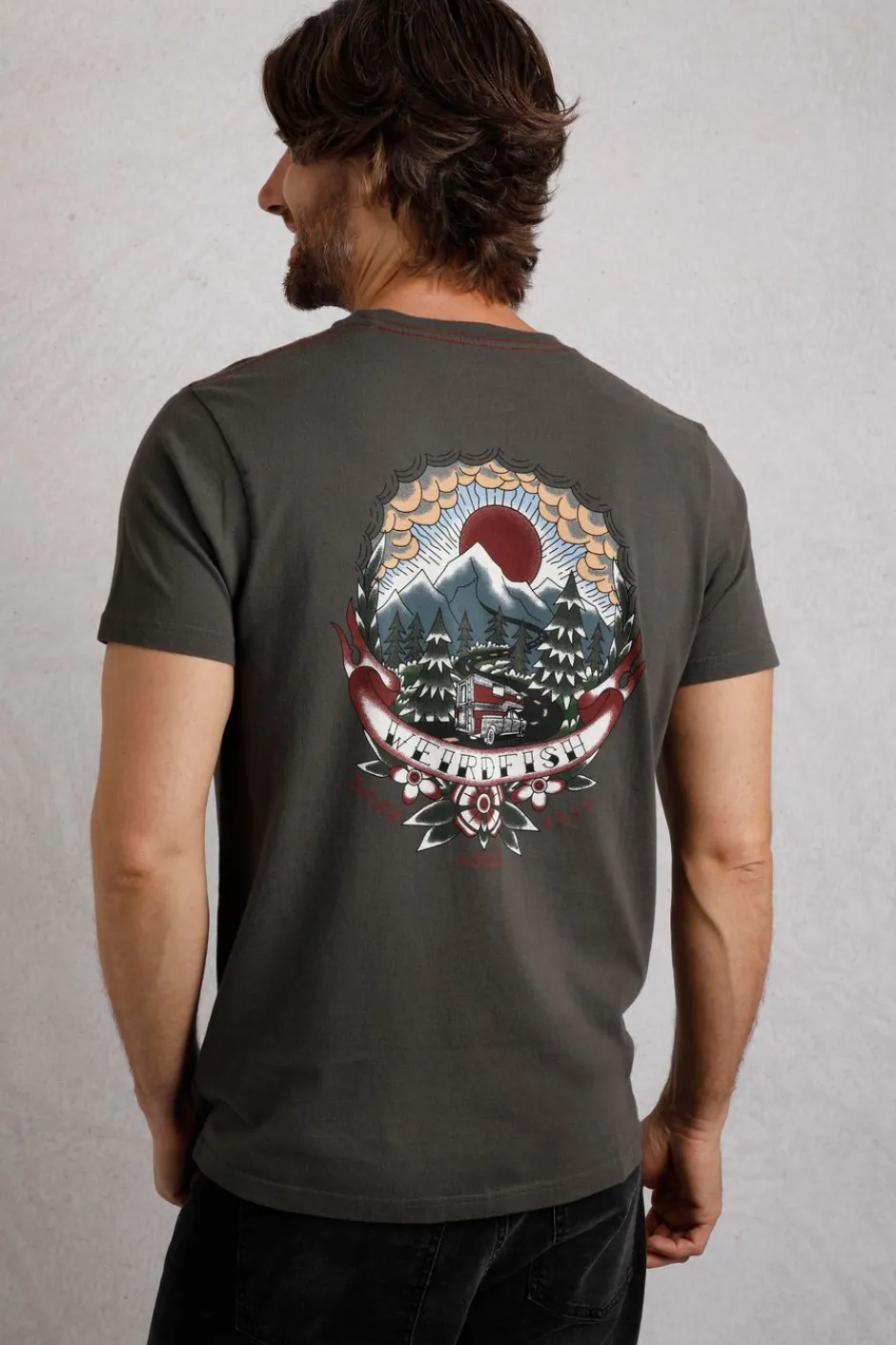 Weird Fish T-Shirts|Wanderful Heritage Wash Graphic T-Shirt Anthracite
