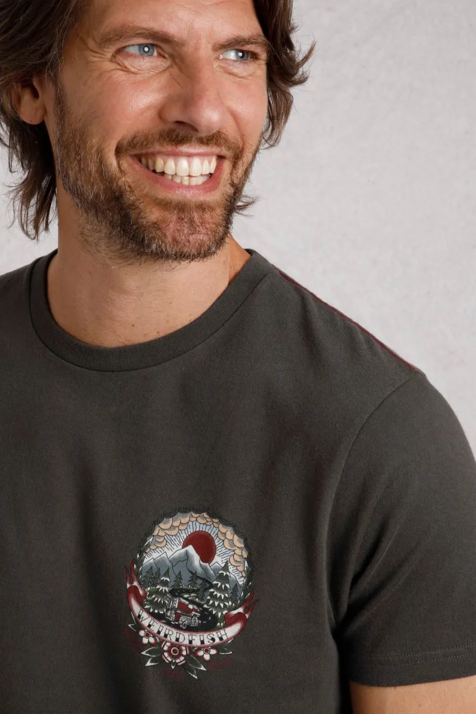 Weird Fish T-Shirts|Wanderful Heritage Wash Graphic T-Shirt Anthracite