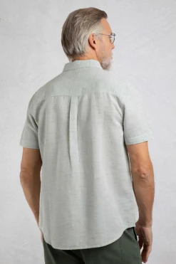 Weird Fish Shirts|Linen|Washton Textured Short Sleeve Shirt Army Green