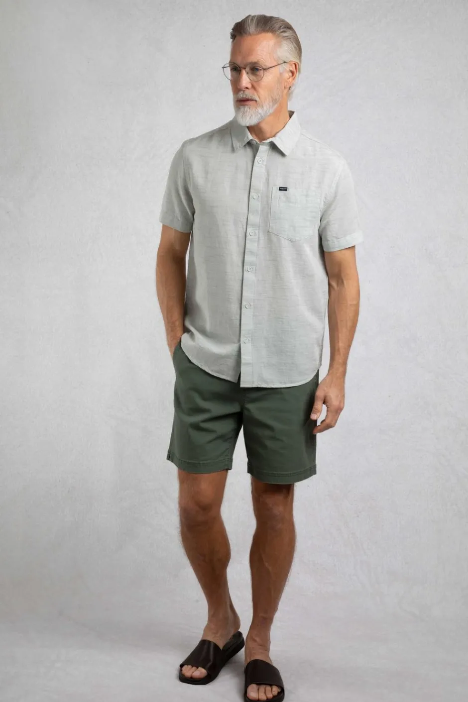 Weird Fish Shirts|Linen|Washton Textured Short Sleeve Shirt Army Green