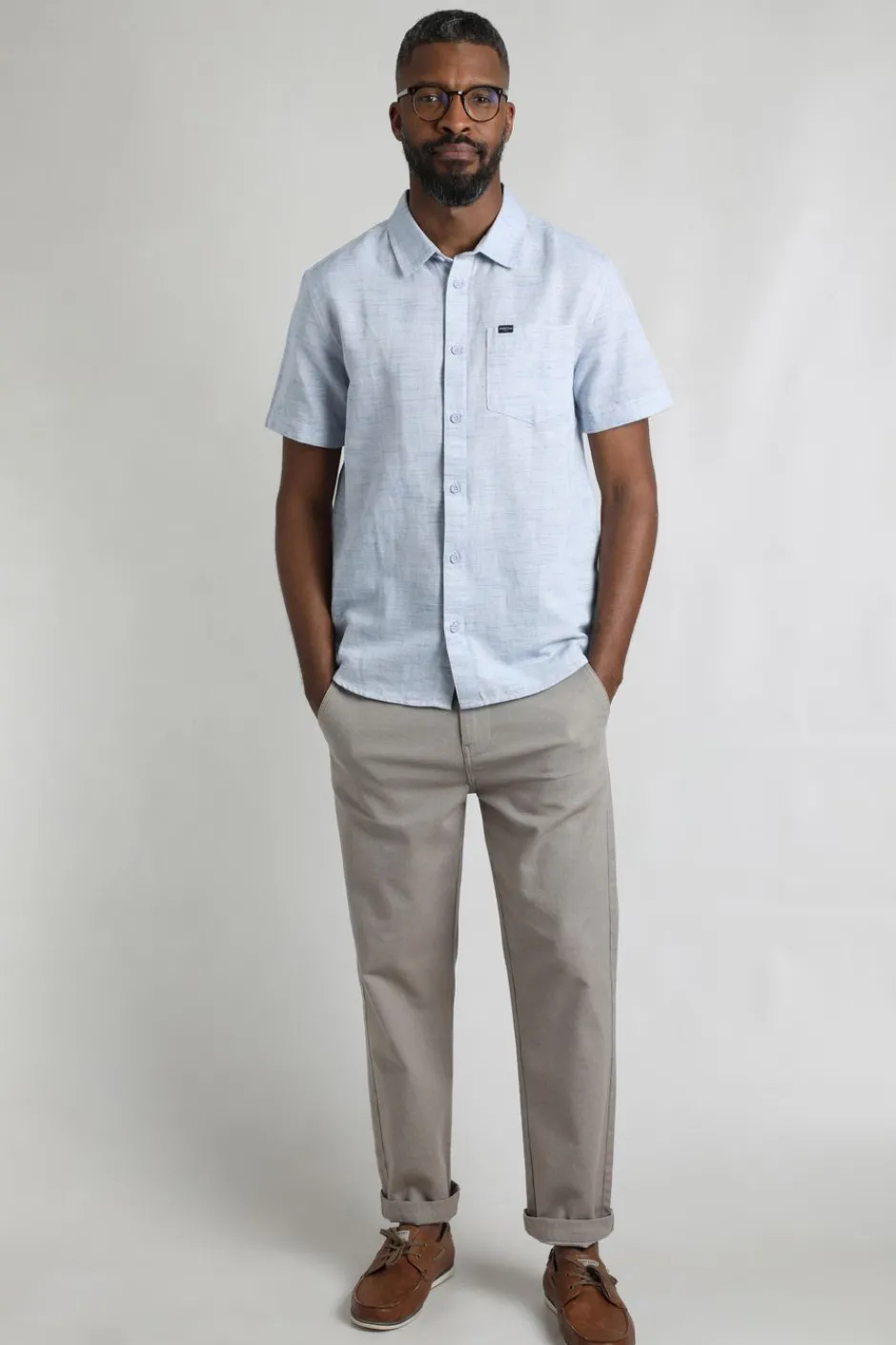 Weird Fish Shirts|Linen|Washton Textured Short Sleeve Shirt Cobalt Blue