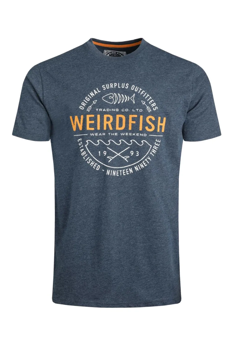 Weird Fish T-Shirts|Waves Front Print Graphic T-Shirt Navy