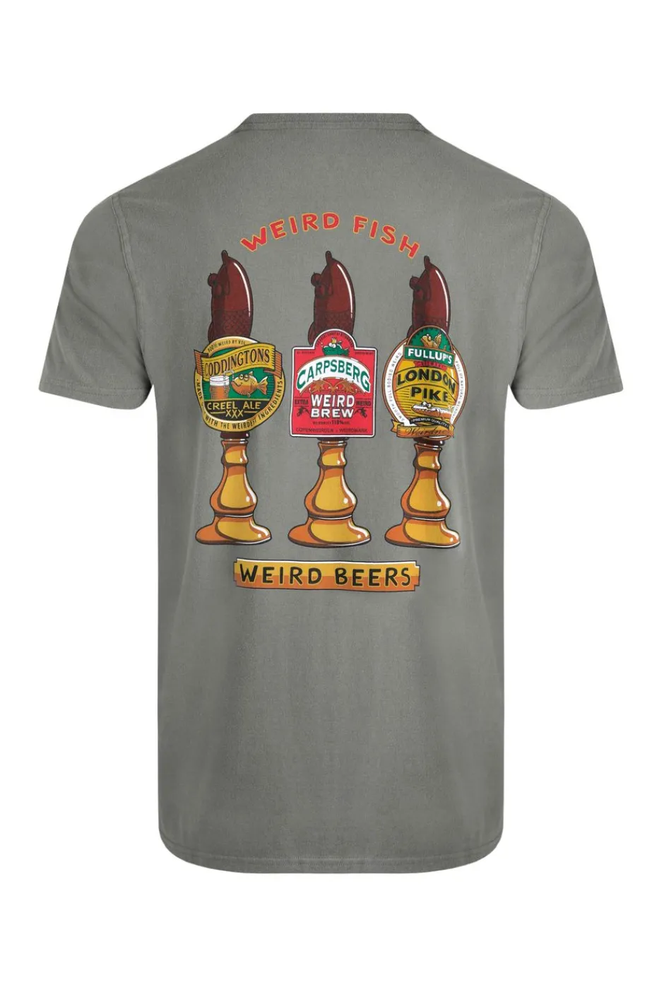 Weird Fish T-Shirts|Weird Beers Back Print Artist T-Shirt Storm Grey