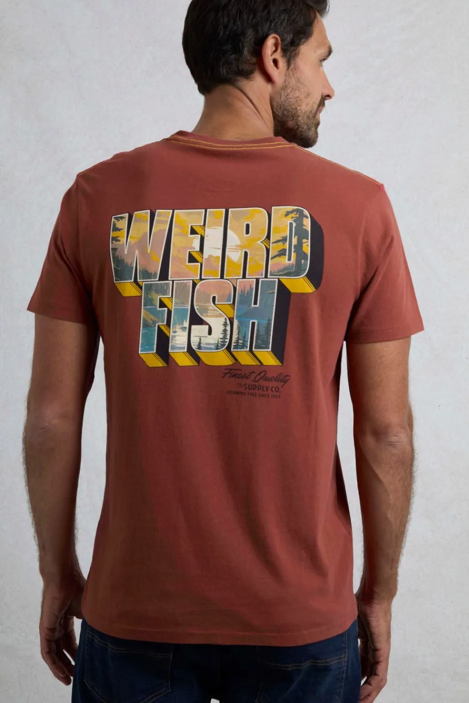 Weird Fish T-Shirts|Wild Life Back Print Graphic T-Shirt Paprika
